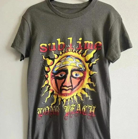 Sublime Mens Size Small Long Beach Short Sleeve T Shirt Dark Green - Picture 1 of 5
